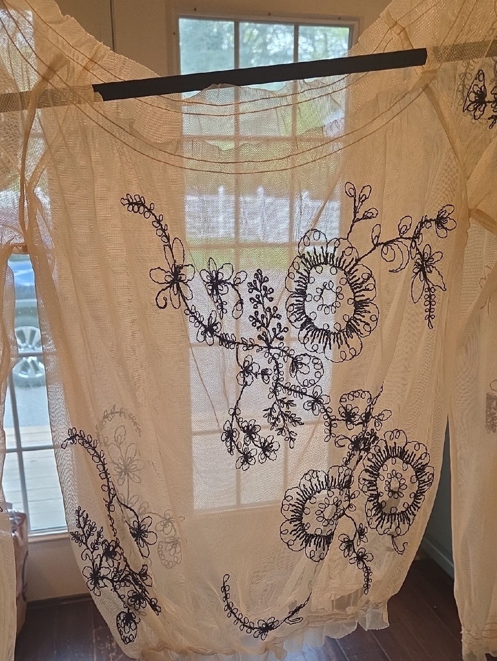 French Connection Cream Sheer Blouse with Black Label